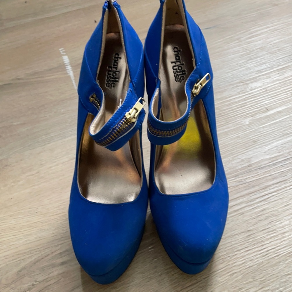 Electric blue high heels